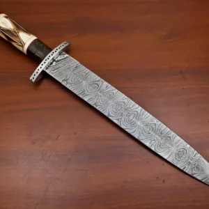 Rody Stan CUSTOM HAND MADE DAMASCUS STEEL 18" FIXED BLADE DAGGER-BONE/RESIN/WOOD